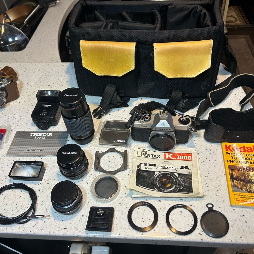 Pentax camera with lens